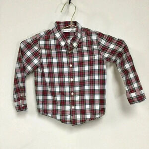 Boys‎ Janie and Jack Shirt, Size 4, Red and White Plaid Long sleeve